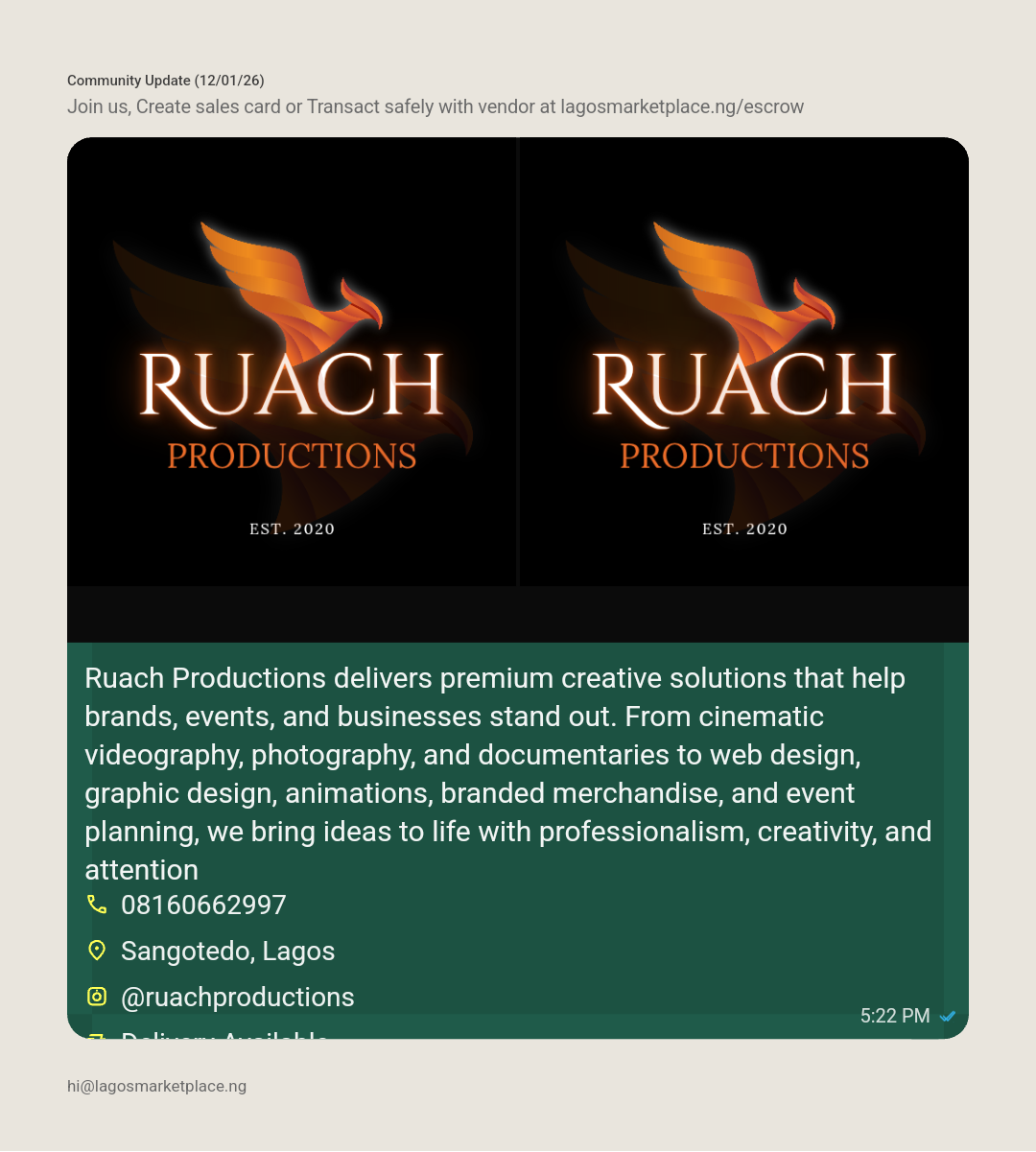 Ruach Productions delivers premium creative solutions that help
