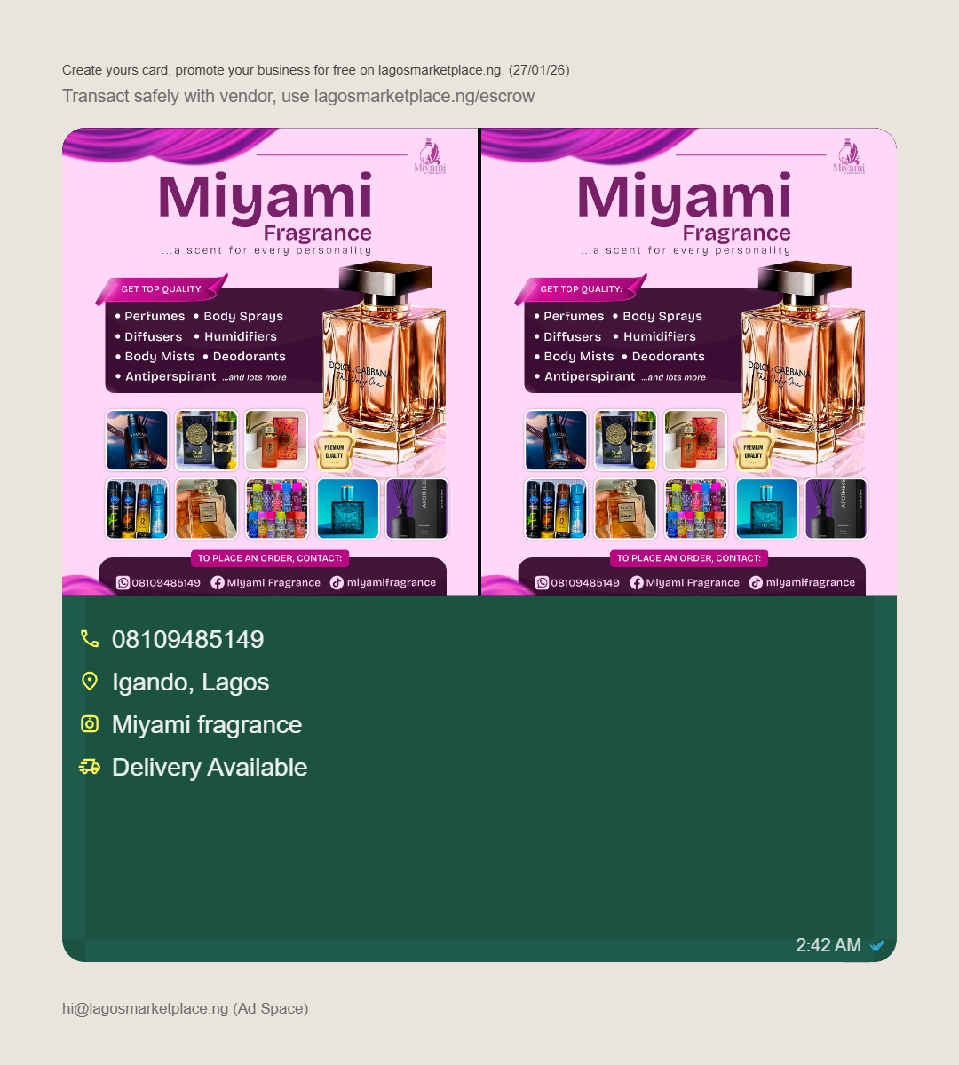 QUALITY YOU CAN TRUST Original fragrances Affordable prices